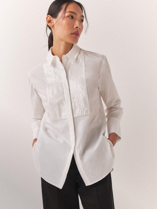 organic cotton sequin bib shirt