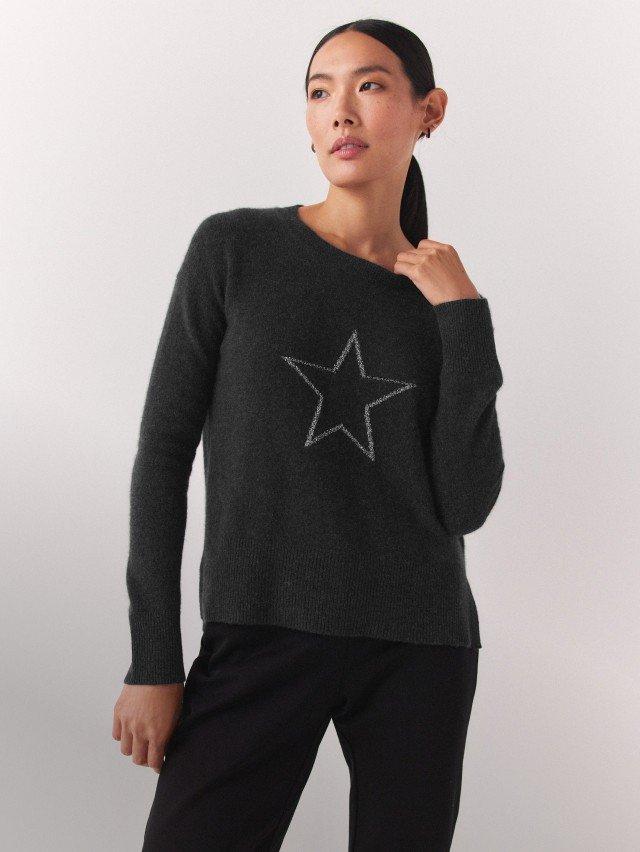 Cashmere Sparkle Star Outline Jumper