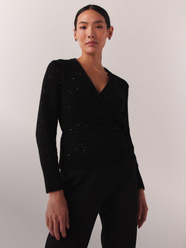 Sequin Knitted Ballet Wrap Cardigan