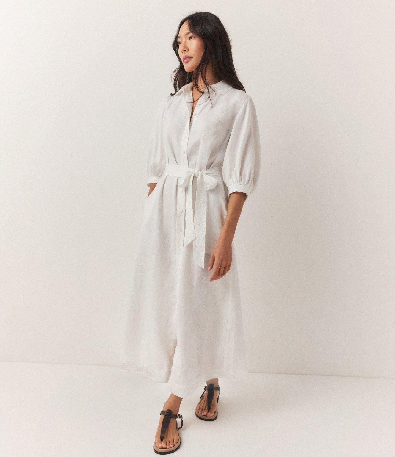 linen maxi shirt dress