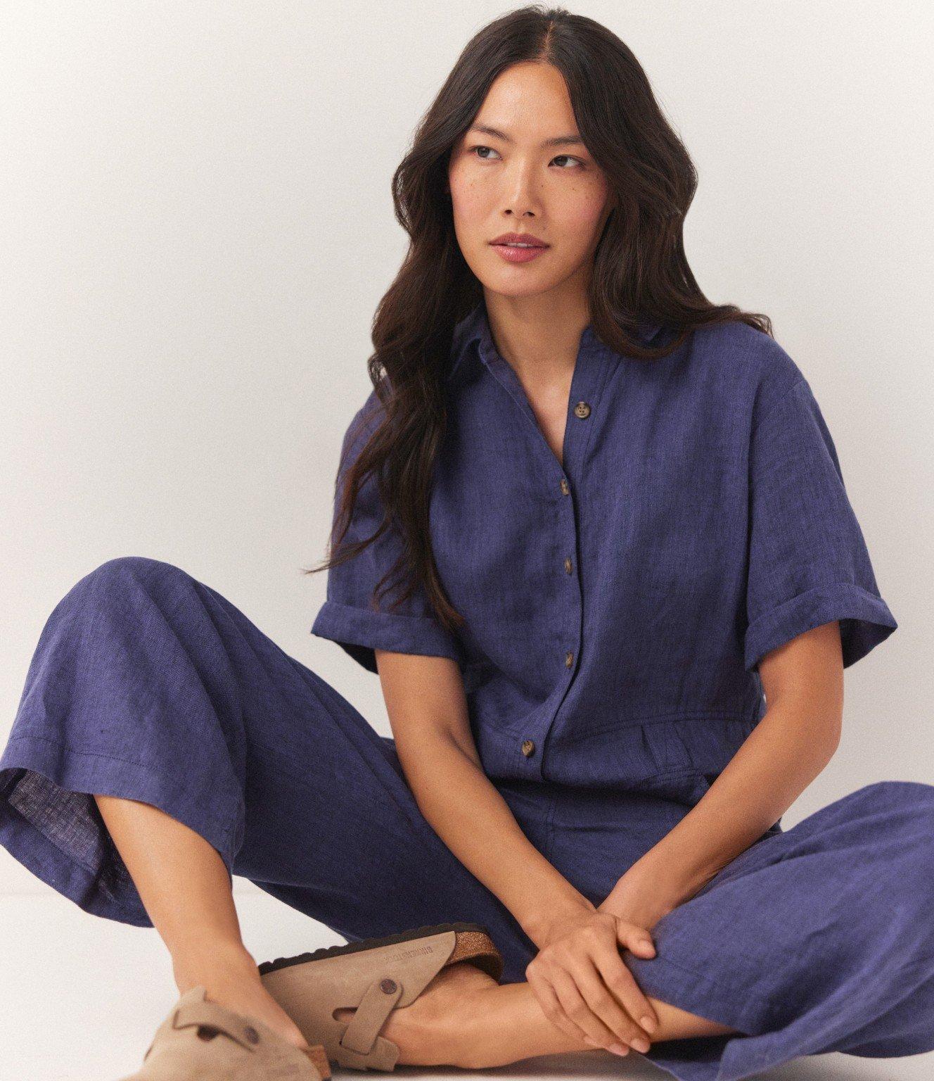 linen utility jumpsuit