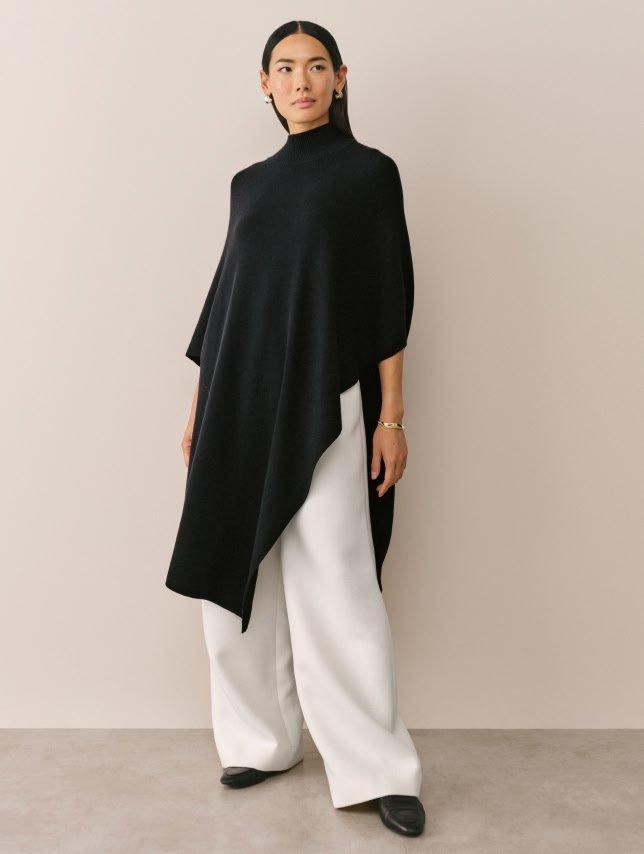 funnel neck poncho with cashmere