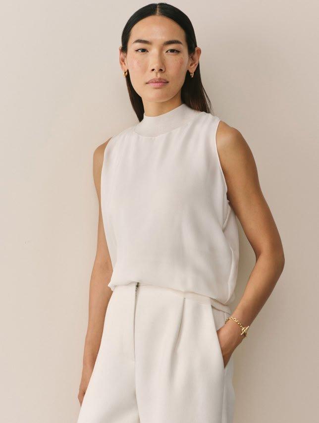 silk overlay jumper with merino wool