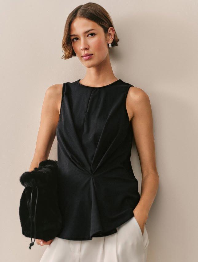 jersey drape front keyhole top