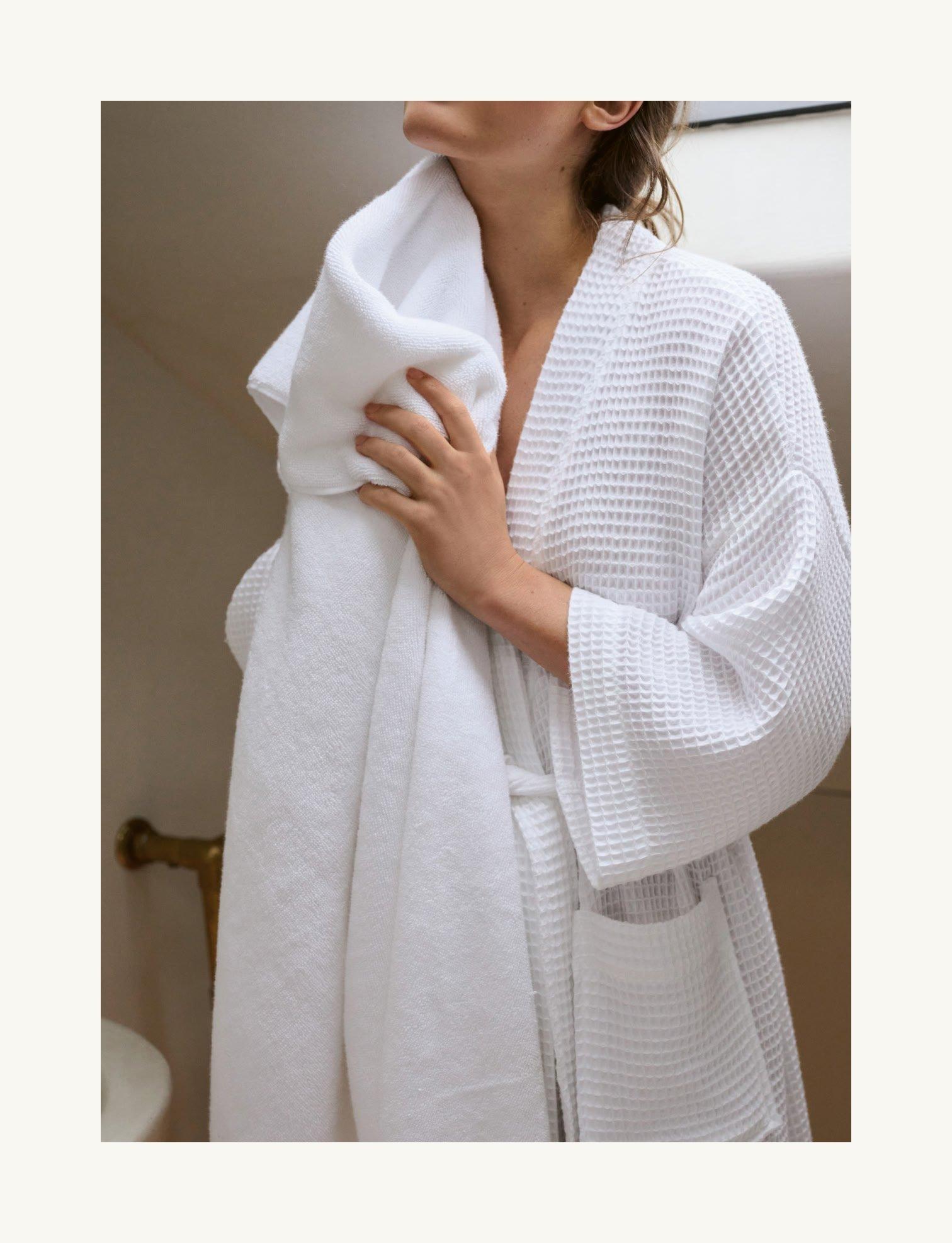woman in bathrobe