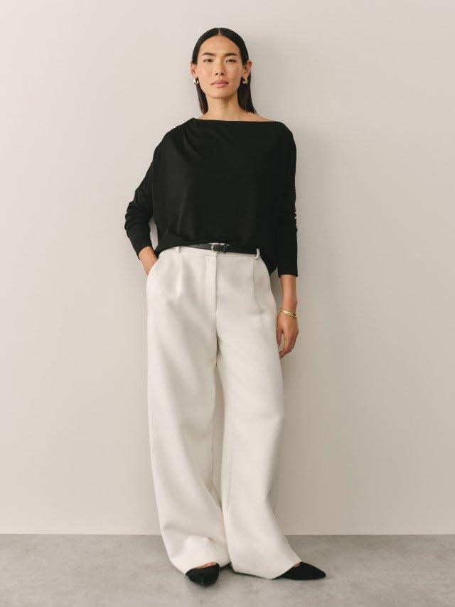 Jersey Asymmetric Batwing Top