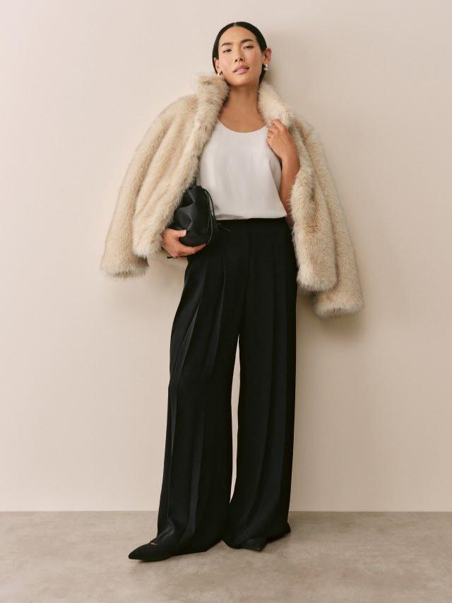 Tailored Triple Pleated Palazzo Trousers