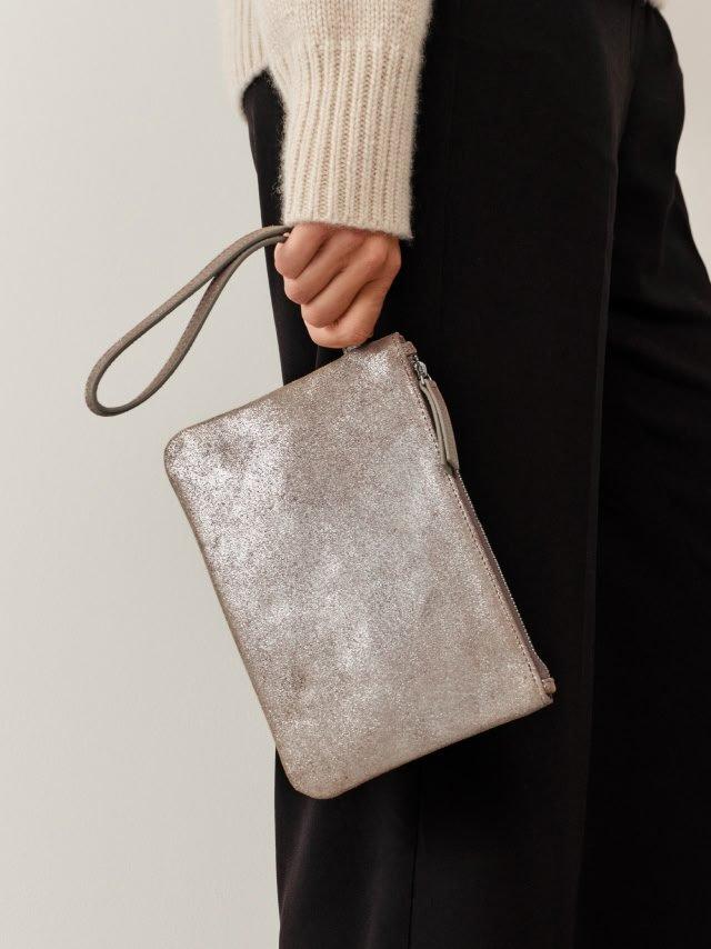 Sparkle Suede Wristlet Clutch Bag