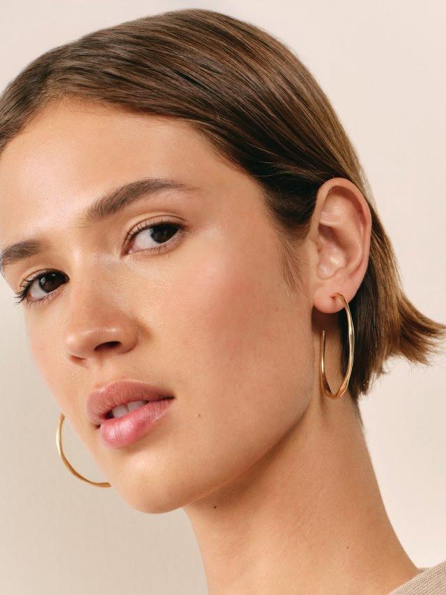 Gold Plated Organic Shaped Large Hoop Earrings