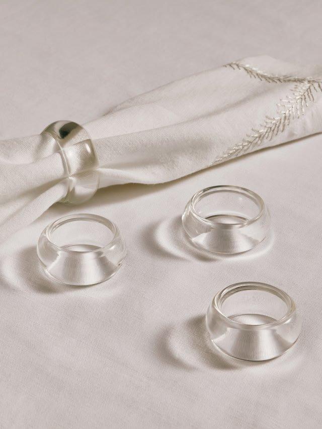 Clear Glass Napkin Rings