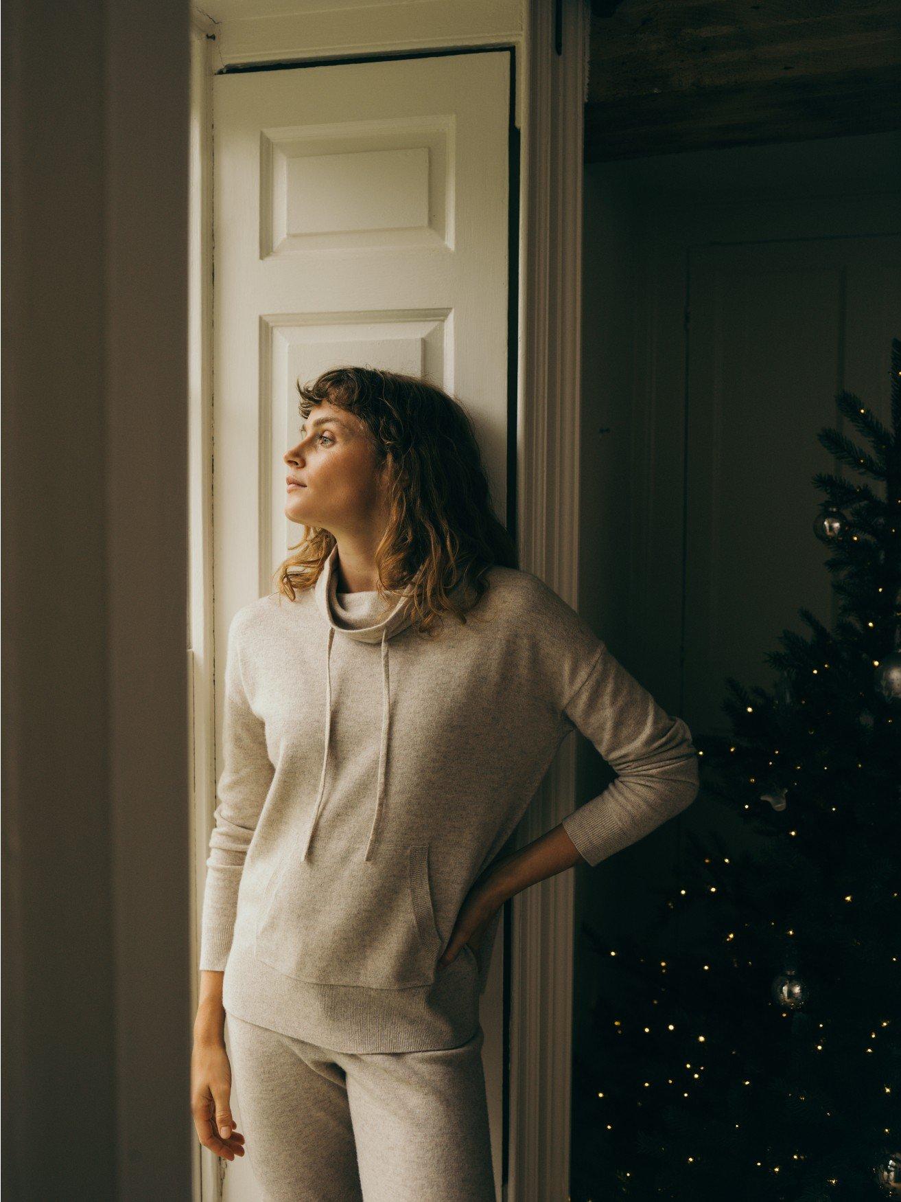 Heart Funnel Neck Jumper with Cashmere