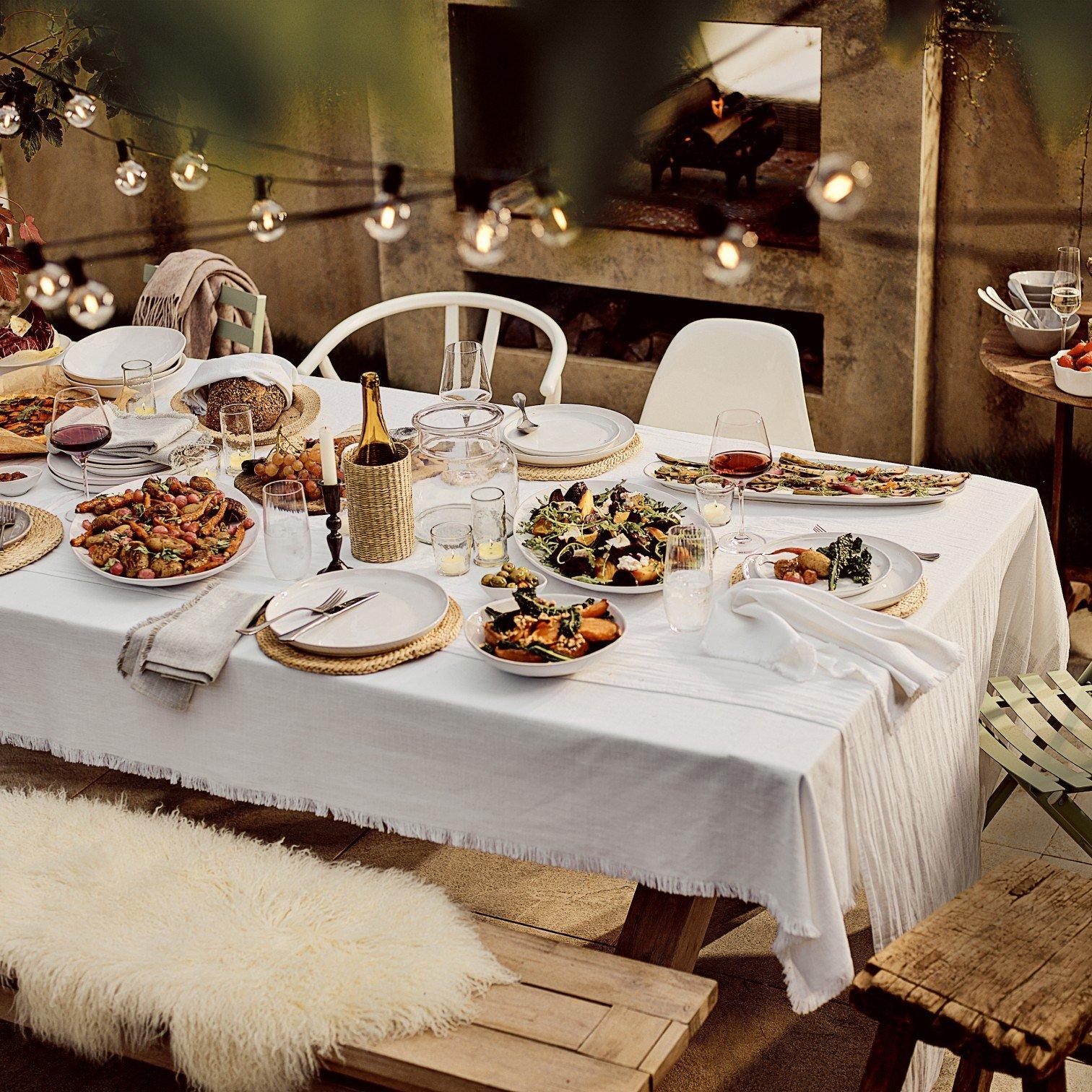 a table with food laid out