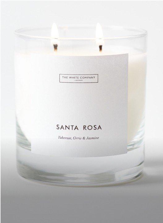 a candle with the words santa rosa on it