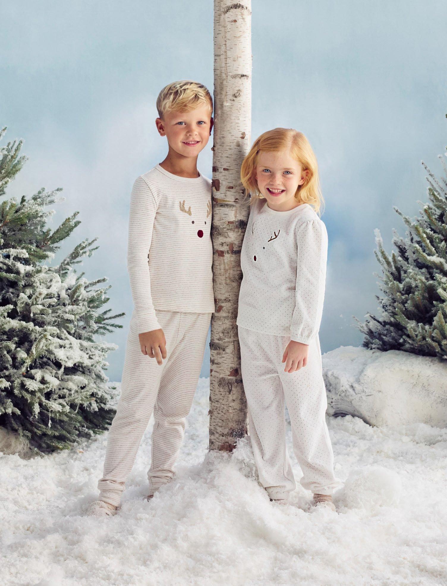 Organic-Cotton Slim Fit Jingles Neutral Stripe Pyjamas