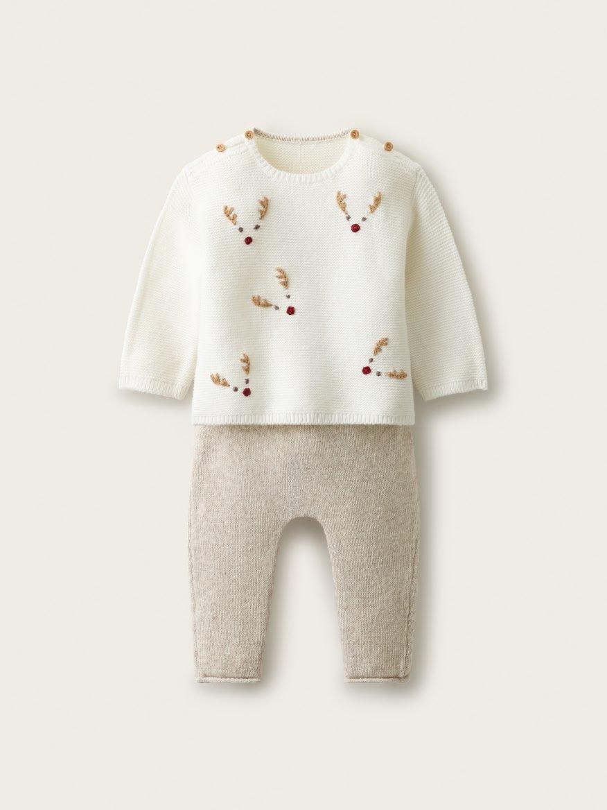 Organic-Cotton Blend Jingles Embroidered Jumper & Leggings Set