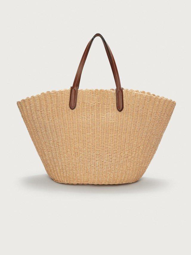 the straw tote bag with leather handles