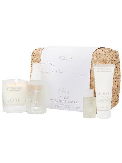 the gift set includes a candle, body lotion and a basket