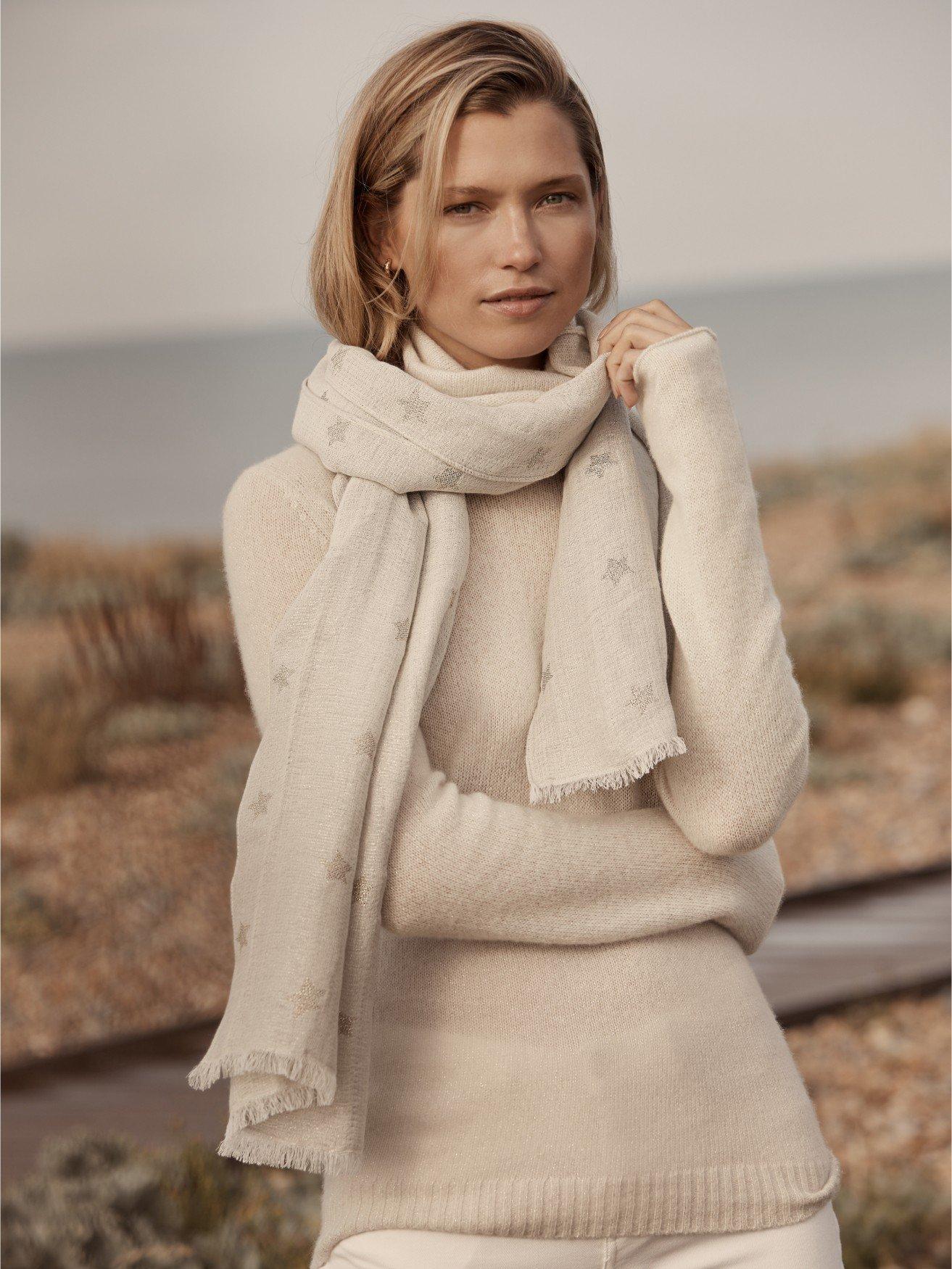 cashmere sparkle layering funnel neck jumper