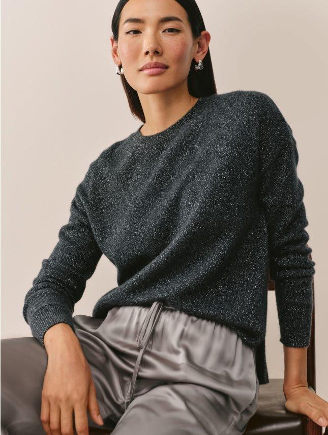 cashmere sparkle crewneck jumper