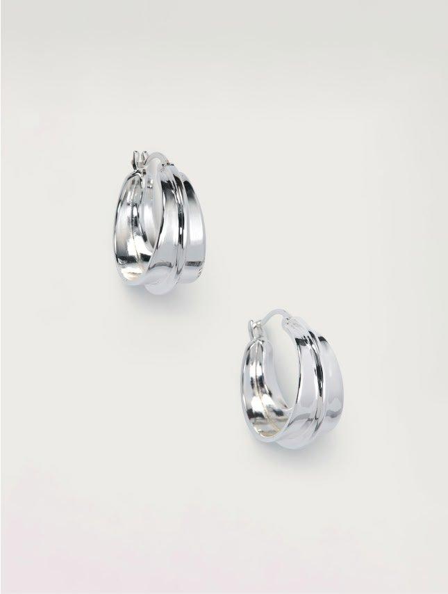 silver plated chunky ridge mini hoop earring