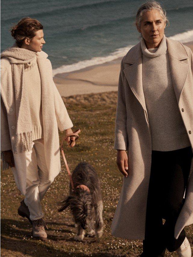 wool side split long coat