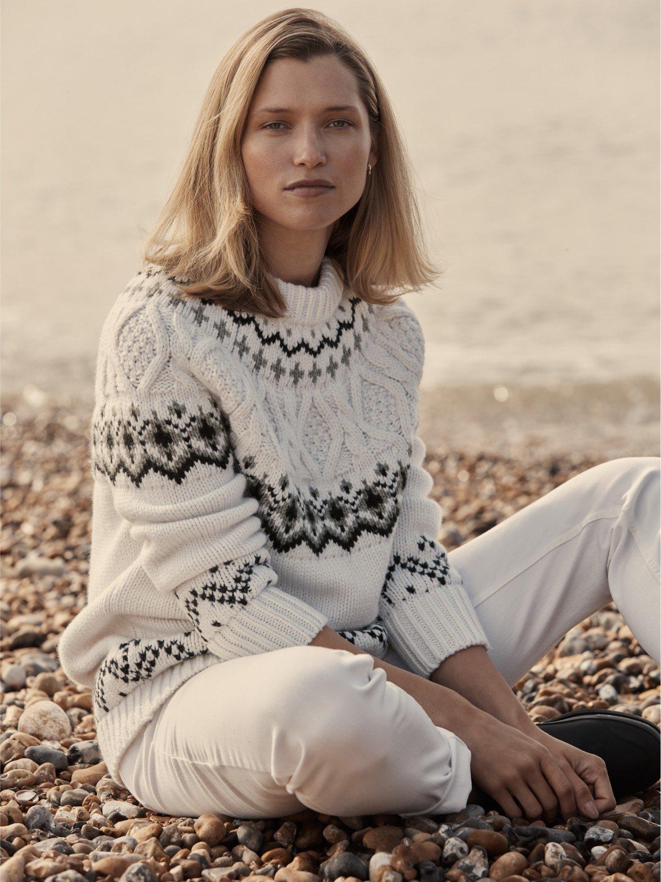 Longline Chunky Fairisle Jumper with Alpaca