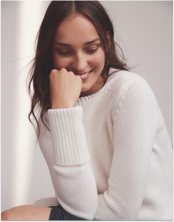 turnback cuff sweater with cashmere