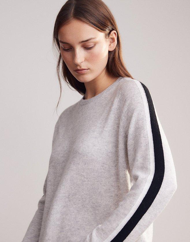 stripe detail sweater with cashmere