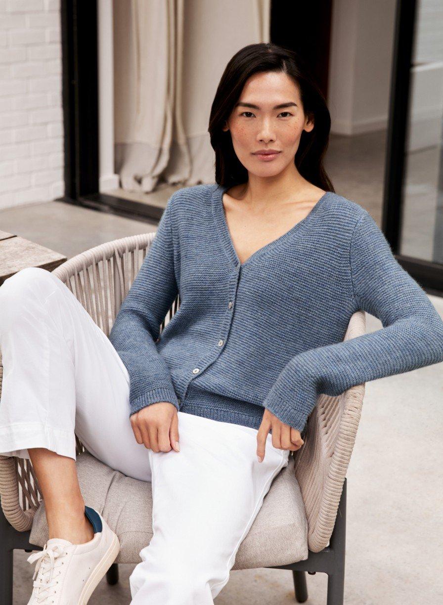 textured-button-through cardigan with alpaca