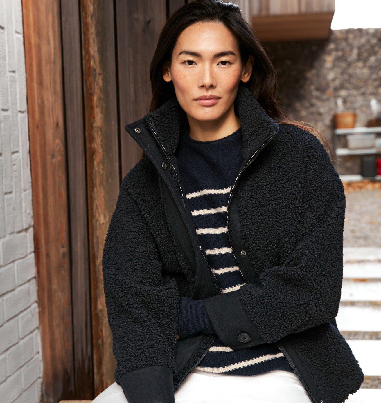 stand-collar teddy jacket