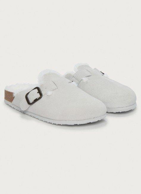 birkenstock arizona suede clog - white