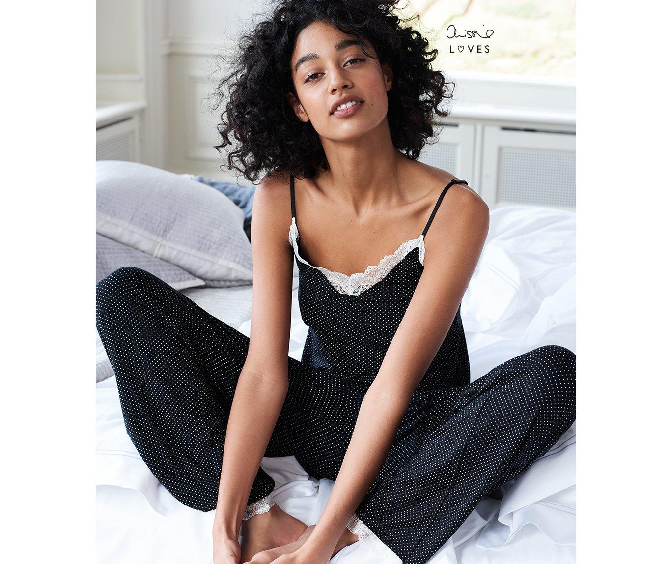 STRAP DETAIL PRETTY JERSEY PYJAMA SET