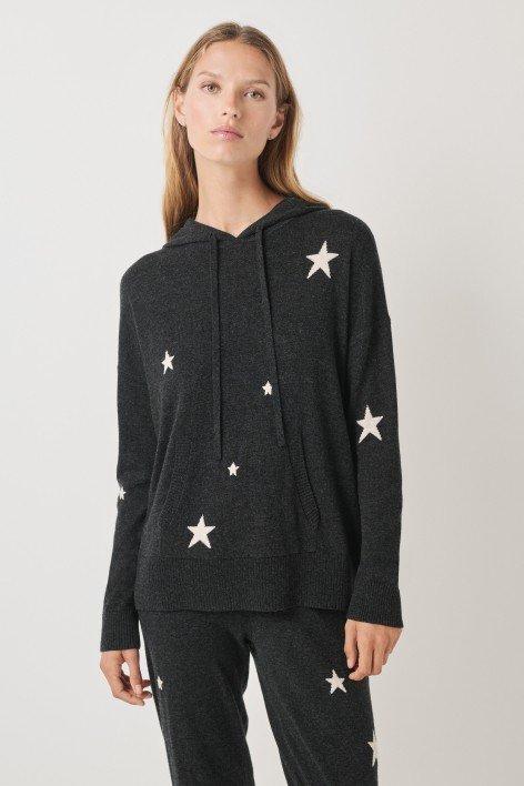 the star hoodie is made from a black sweatshirt with stars on it